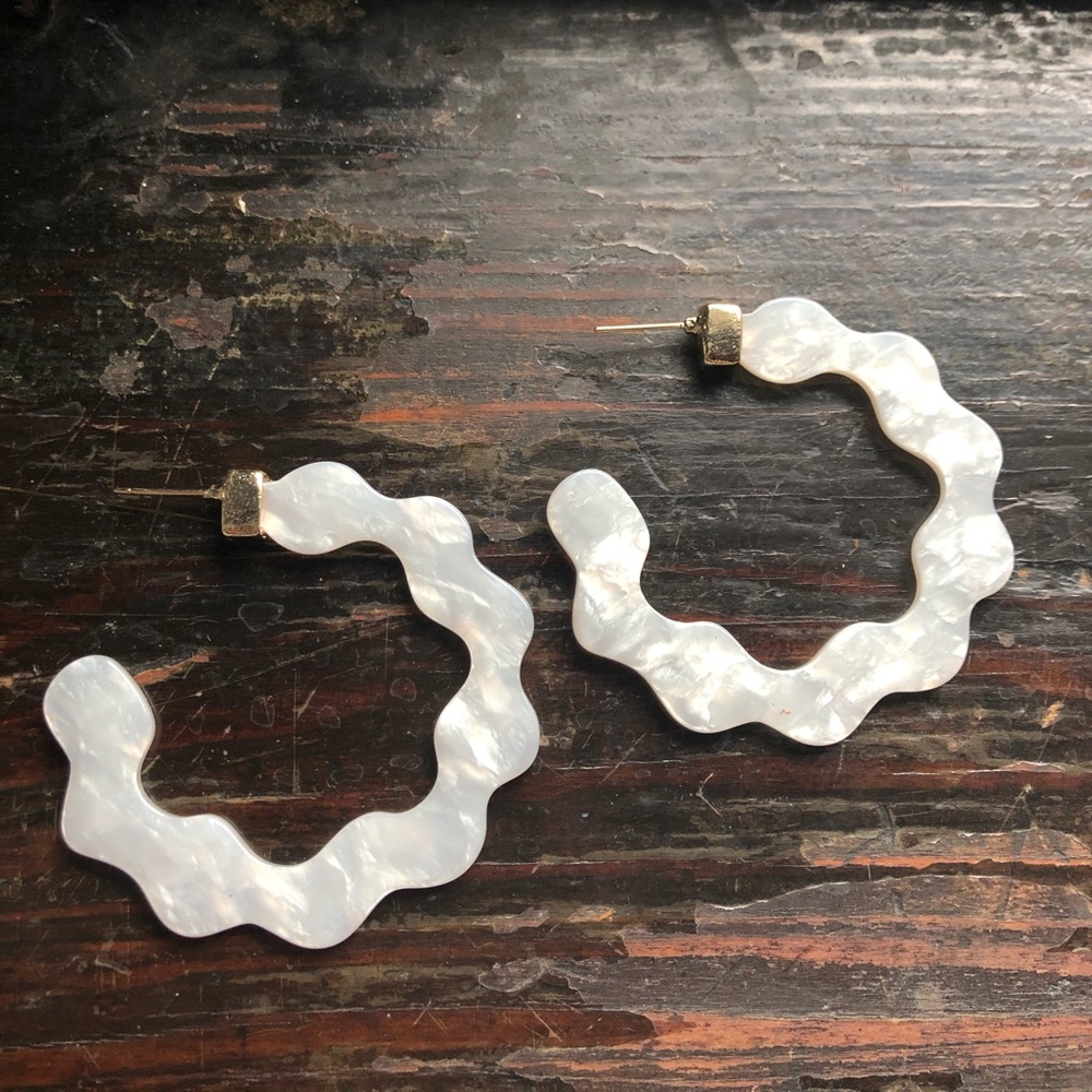 White acrylic trendy hoop earrings